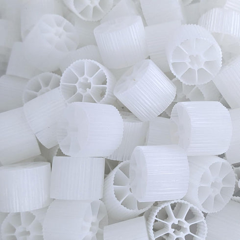 Moving Bed Bio Filter Media - 20mm, White, for Koi Ponds, Aquariums, Aquaculture (100 pcs)