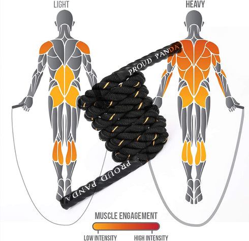 Heavy Jump Ropes for Fitness - 2LB/3LB/5LB Weighted Adult Skipping Rope for Total Body Workouts and Power Training.