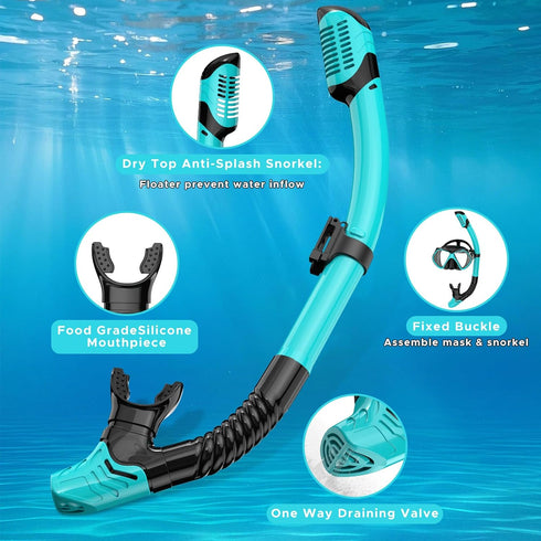 Set Swimming Packages Snorkeling Gear for Adults, Dry Snorkel, Mask Adult, Diving Scuba Mask, Scuba Gear, Goggles
