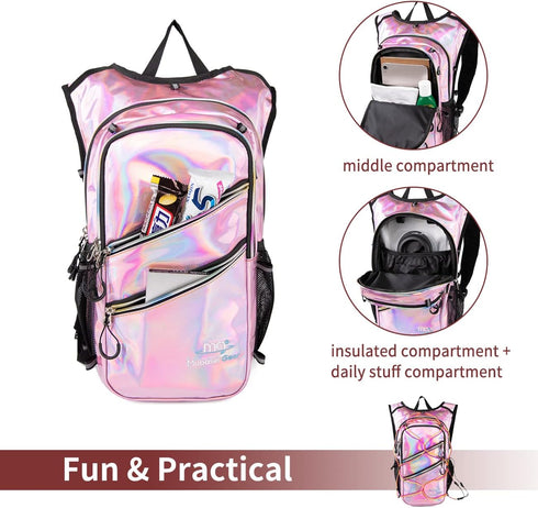 Hydration Backpack with Cool Lights, 2L Water Bladder, Lightweight Bag for Running, Hiking, Climbing