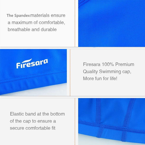 Firesara Fabric Swim Cap, High Elasticity for Long and Short Hair, Breathable Fit for Women, Men, Kids