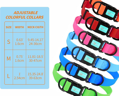 Waterproof Dog Collars, Rubber Anti-Odor, Durable Adjustable Collars for Small, Medium, Large Dogs, Easy Clean with