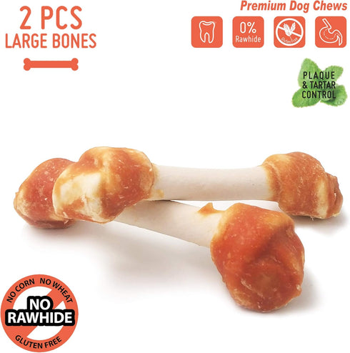 Premium Dog Bones, Rawhide-Free, Limited Ingredients, Made with Real Chicken, Large 2pcs/Pack