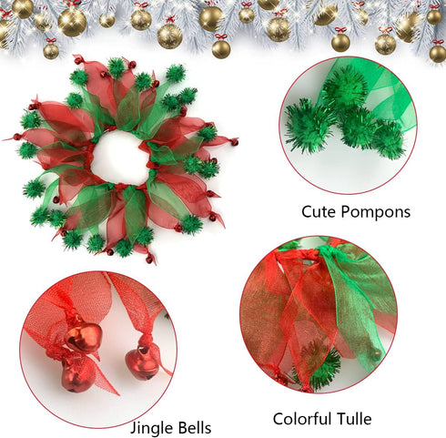 Vehomy Cat Christmas Costume, Elf Hat and Bell Collar Xmas Pet Costume Accessories for Cat and Puppy, 2Pcs