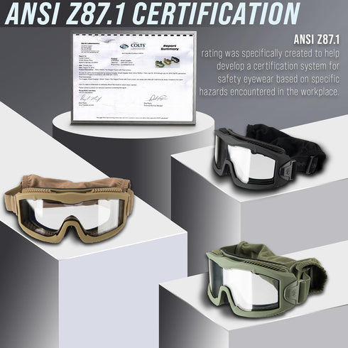 Lancer Tactical AERO Airsoft Tactical Safety Goggles, ANSI Z87.1 Anti-Fog Glasses for Hunting, Paintball