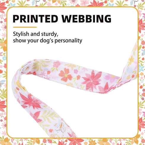 PUPTECK Cute Adjustable Dog Collar, Red Floral Pattern Design for Small Medium Large Dogs, Gift for Male Female Dogs