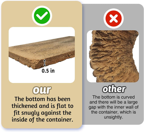 kathson 2PCS Thicker Cork Tile Background, 11.6”Lx7.7”Wx0.5”H, Natural Reptile Climbing Mat