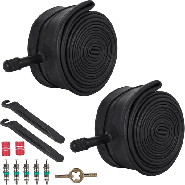 RUTU 27.5 Bike Tube 27.5x1.75/1.95/2.10/2.125, AV32mm Schrader Valve, 2 Pack for Mountain Trail Cruisers