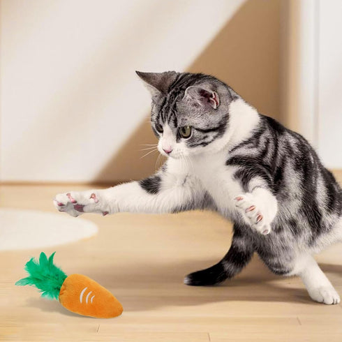 2PCS Andiker Cat Chew Toys, Cute Pineapple Shape Soft Cat Plush Toys with Smooth Skin-Friendly Plush Fabric Containing