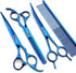 7.0in Titanium Professional Pet Grooming Scissors Set, 3pcs Straight & Thinning & Curved for Dog Grooming