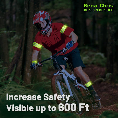 Rena Chris Reflective Running Gear, 4pcs High Visibility Arm Bands for Night Walking & Safety Running