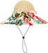 Summer Wide Brim Beach Hats for Women, Anti-UV Flower Floppy Foldable Roll Up Cap