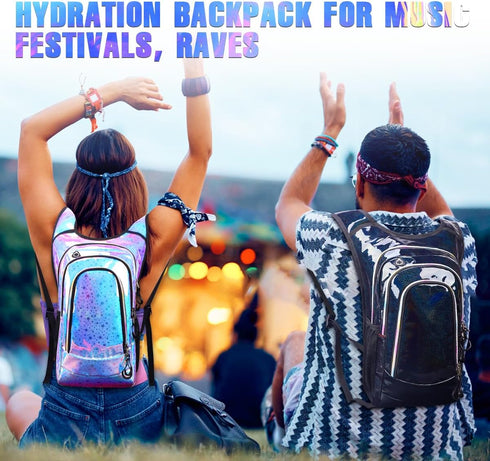 Hydration Backpack with 2L Bladder, Festival Rave Hydration Pack for Hiking, Biking, Festivals, Raves