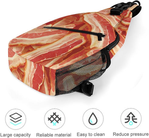 Generic Backpack 38x20cm Raw Bacon Crossbody Sling Bags Travel Chest Bag Casual Shoulder