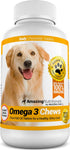 Amazing Omega 3 for Dogs, Fish Oil Supplement for Itchy Skin Relief, 120 Salmon Flavor Chews