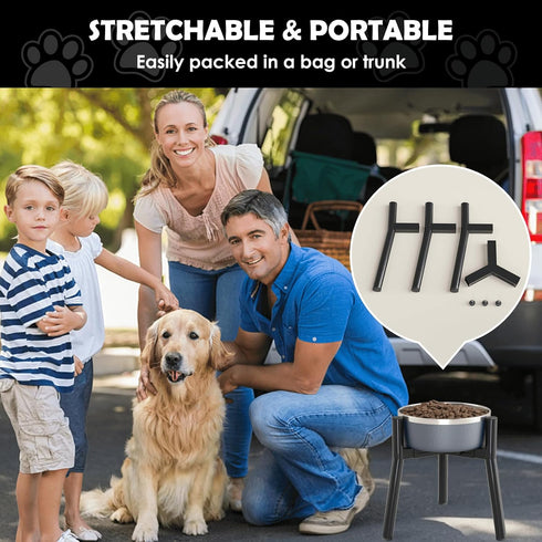 SHAINFUN Dog Bowl Stand for Large Dogs, Adjustable Tall Elevated Feeder for 7-10.6" Bowls, Metal Single Raised Holder