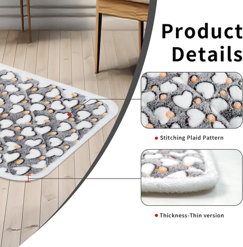 Dog Crate Mats, Soft Reversible Dog Bed Mat, 24x16 Inch, Machine Washable Short Plush Pet Mat for Small Dogs