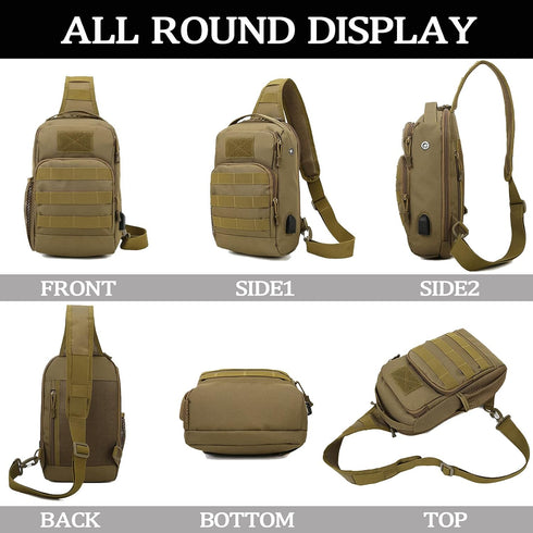 Valinov Backpacks,Military Daypack Backpack Tactical Shoulder Bag,Molle Shoulder Sling with USB Charging port