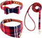 EXPAWLORER Dog Collar and Leash Set, Classic Plaid Dog Bow Tie and Bandana Collar with Bell, Adjustable for Dogs