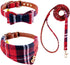 EXPAWLORER Dog Collar and Leash Set, Classic Plaid Dog Bow Tie and Bandana Collar with Bell, Adjustable for Dogs