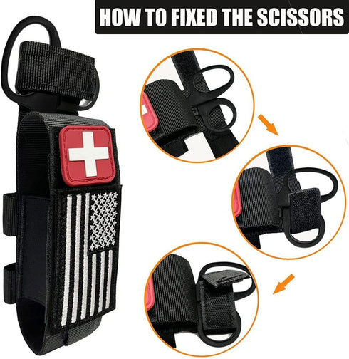 1000D Laser Cut Tactical Molle Tourniquet Holder, Molle Medical Trauma Shears Pouch EMT Scissors Bag Fit