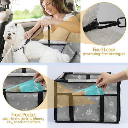 PetsHome Dog Car Seat Upgrade, Foldable Booster Seat with 12 PVC Tubes, Waterproof Travel Seat for Small to Medium Dogs