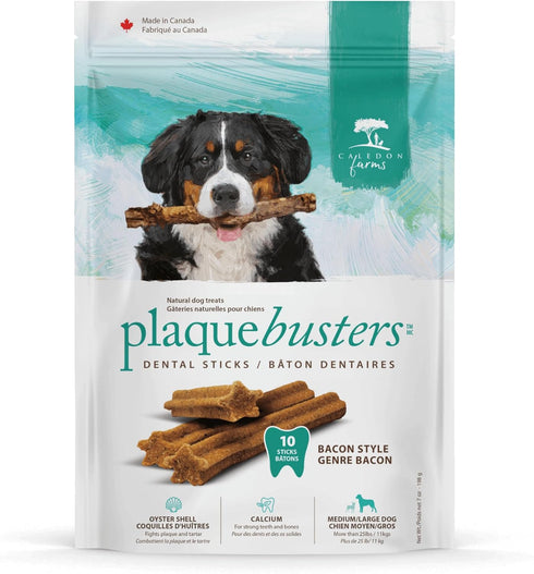 Caledon Farms Plaque Busters with Bacon Dog Treats: Grain Free, Gluten Free, No Additives, Colors or Preservatives, Brown 8 Count (Pack of 1)