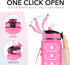 Hyeta 32 oz Water Bottles with Times to Drink and Straw, Motivational Leakproof Sports Water Bottle for Fitness