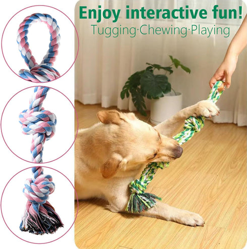 Indestructible Dog Rope Toys, Tough Chew Toys for Aggressive Chewers, Dental Cleaning Tug of War Toy