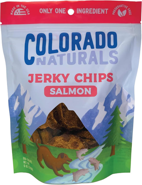 Colorado Naturals Salmon Jerky Chips Dog Treats, 6 oz All-Natural, Made in