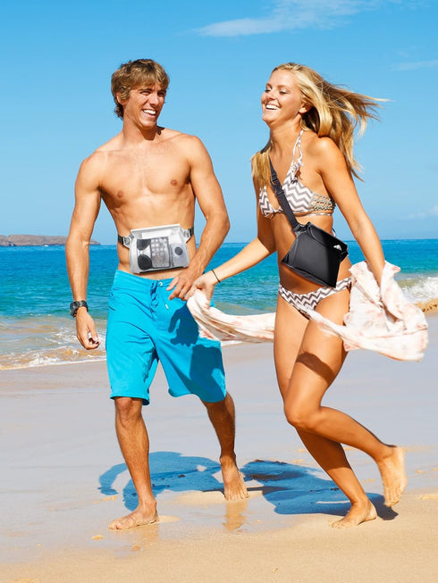 HEETA 2-Pack Waterproof Pouch with Waist Strap, Screen Touchable Dry Bag for Phone Valuables for Swimming, Fishing