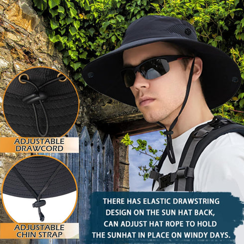 ZOORON Sun Hats for Men Women, Wide Brim Bucket Hats, UV Protection UPF50+ Waterproof Boonie Hats