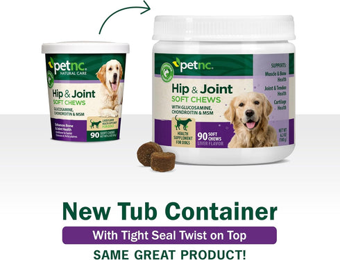 (90 Petnc Hip & Joint Health Supplement for Dogs Chews), Glucosamine Chondroitin MSM Dog Chews with Hyaluronic Acid