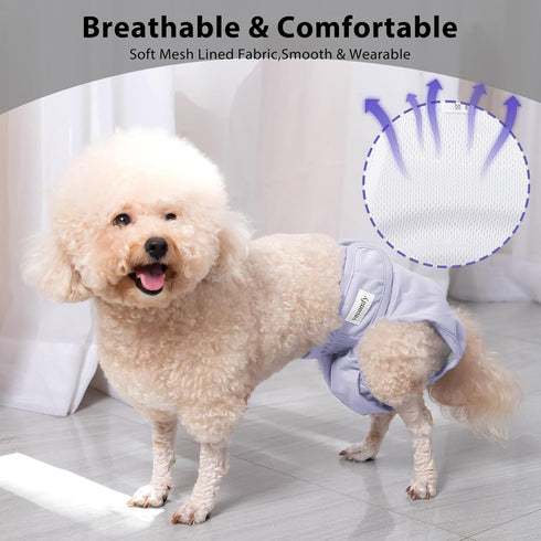 Dogs,(4 Pack) Vecomfy Reusable Female Dog Diapers for Large Easy Absorbent Medium Doggie Diapers for Peeing,in Heat,Dog