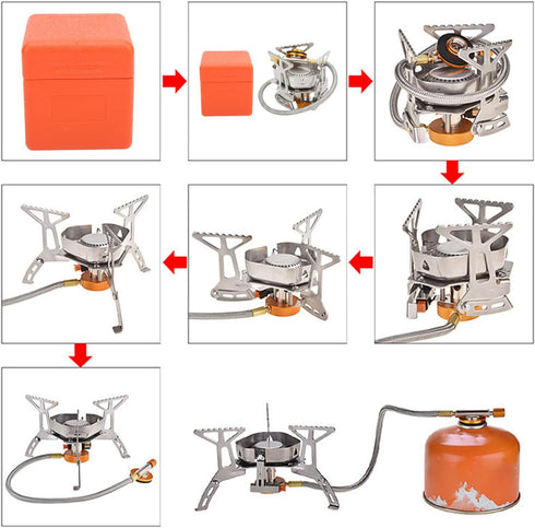 Portable Backpacking Stove, Foldable Windproof Outdoor Camping Stove, Honeycomb Hot Pot, Propane Burner