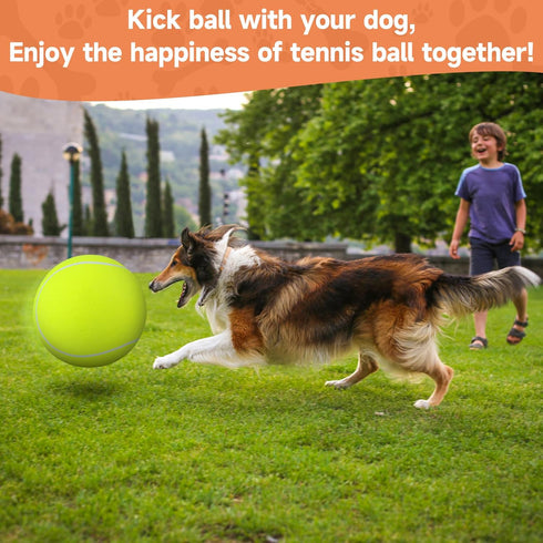 QDAN Giant Large Tennis Ball for Dogs: 9.5" Yellow Dog Tennis Ball for Outdoor Play, Big Dog Toy