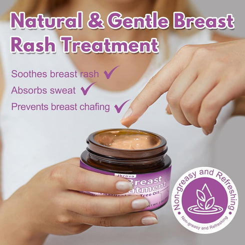Jkrova 1 oz Under Breast Rash Treatment - Under Boobage Sweat & Rash Cream for Breast Chafing, Bra Irritation -Tea Tree