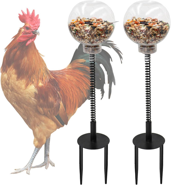 Oooct 2 Pack Chicken Peck Toy - Chicken Enrichment Toys with Swing Feeder
