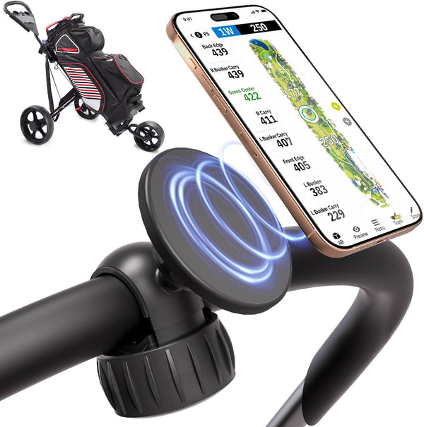 LEAPGOMAX Magnetic Golf Push Cart Phone Holder MagSafe Hands-Free 360 Adjustable with Strong