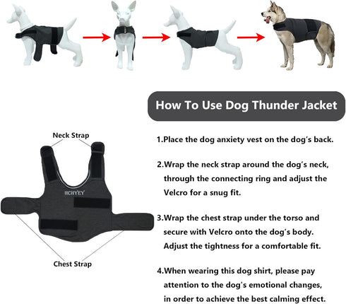 Dog Calming Shirt for Anxiety - Skin-Friendly Coat for Thunder, Fireworks, and Separation (Dark Brown, M) - Keep Pet
