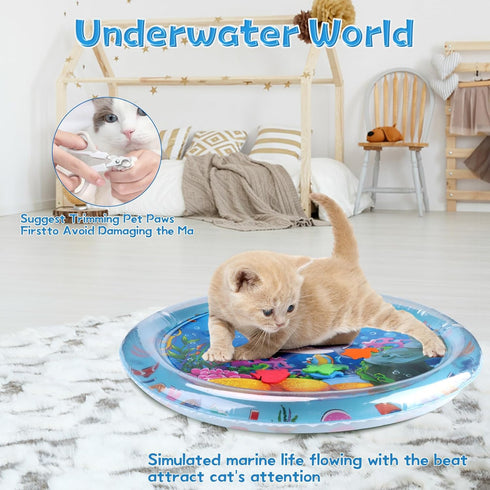 Generic Cat Dog Water Mat, Thickened Durable Non-Slip Playmat, Durable Easy Clean Water Mat, for Indoor and Outdoor Cat
