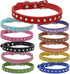 Dogs Kingdom 10"-16.5" Total Length Suede Skin Jeweled Rhinestones Pet Dog Collar Red