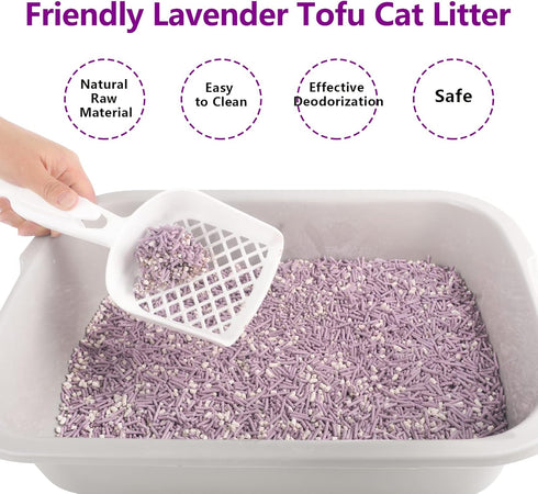 Tofu Cat Litter - Dust-Free, Fast Drying, Ultra Absorbent Clumping Pellets, Lavender Odor Control, Less Scattering