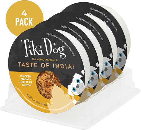Tiki Dog Taste of The World, Dog Wet Food, Whole Foods, India! Chicken Masala, 3 oz Cup