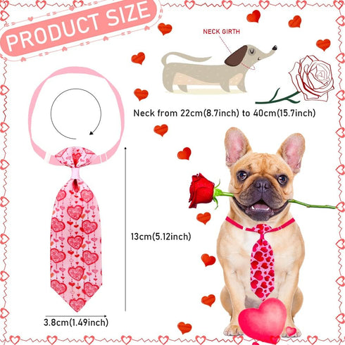 18pcs Valentines Day Dog Neck Ties, Adjustable Pink Red Small Dog Collar Ties for Holiday Grooming Accessories