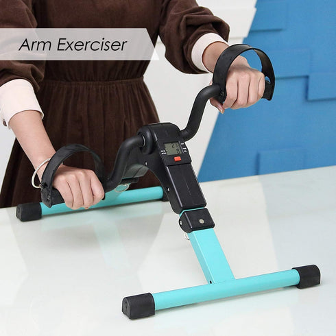 Folding Pedal Exerciser, Mini Exercise Bike Under Desk, Portable Peddler Machine for Arm Leg Exerciser