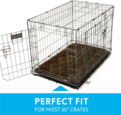 Paw Inspired Washable Padded Crate Mats for Dogs, 29” x 18” Pad, Leakproof Waterproof Bottom, Plush Pet Beds (Dark
