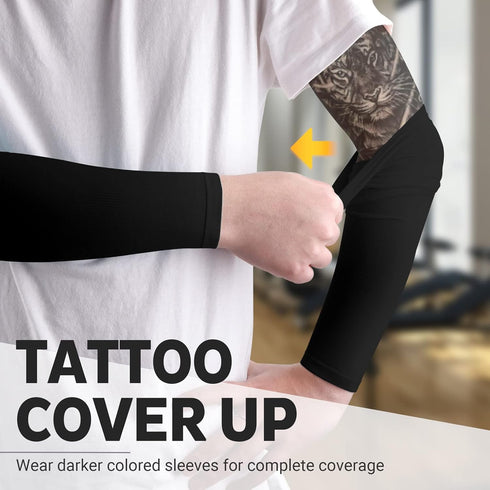 UV Sun Protection Arm Sleeves for Men & Women - Tattoo Cover Up, UPF 50 Cooling Sleeve for Golf, Cycling