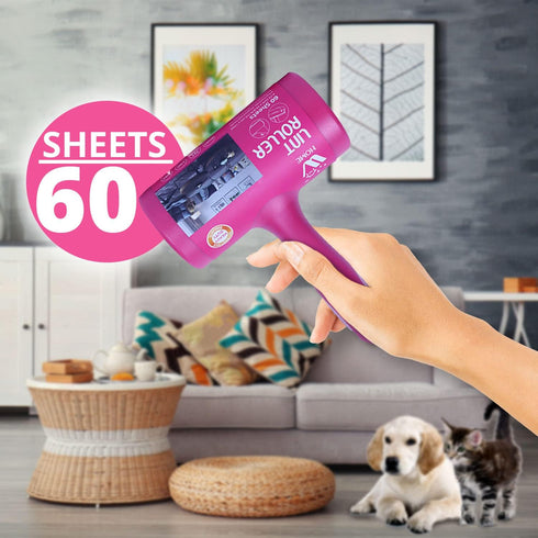 Home Lint Roller for Pet Hair, Extra Sticky Dog & Cat Hair Removal, 60 Sheets for Couch, Clothes, Furniture