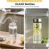 12 oz 4 Pack Sursip Glass Juice Bottles Wide Mouth Bottles with Stainless Steel Lids Leakproof, BPA Free